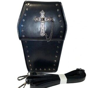 {NEW} Coffin w/Cross & Chain Mini X-Body Bag